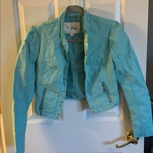 Guess crop faux leather jacket